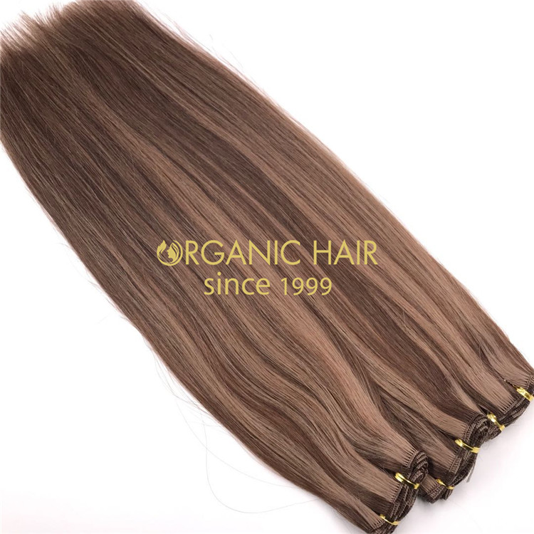 Human cuticle intact hand tied wefts and customized piano color X233